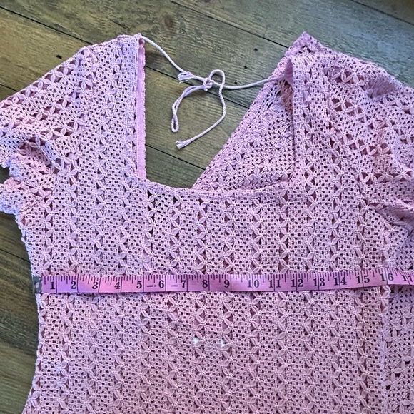 O’NEILL  Womens Pink Dress Nina Midi Crochet Lace Cover Up Beach - Picture 8 of 14